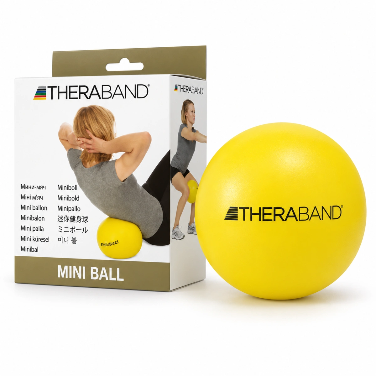 TheraBand 12305 Mini Ball 23 cm sarı top ve güncel kutusu ana ürün görseli