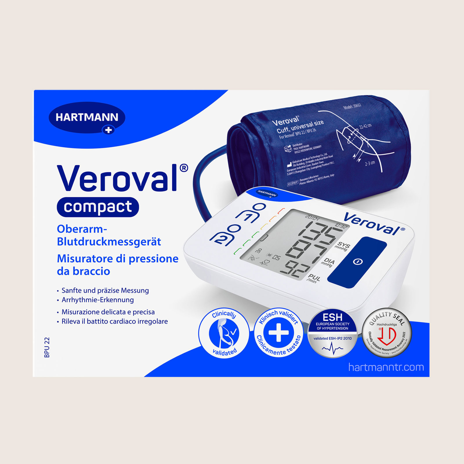 Veroval Compact tansiyon aleti ve 22–42 cm evrensel manşet